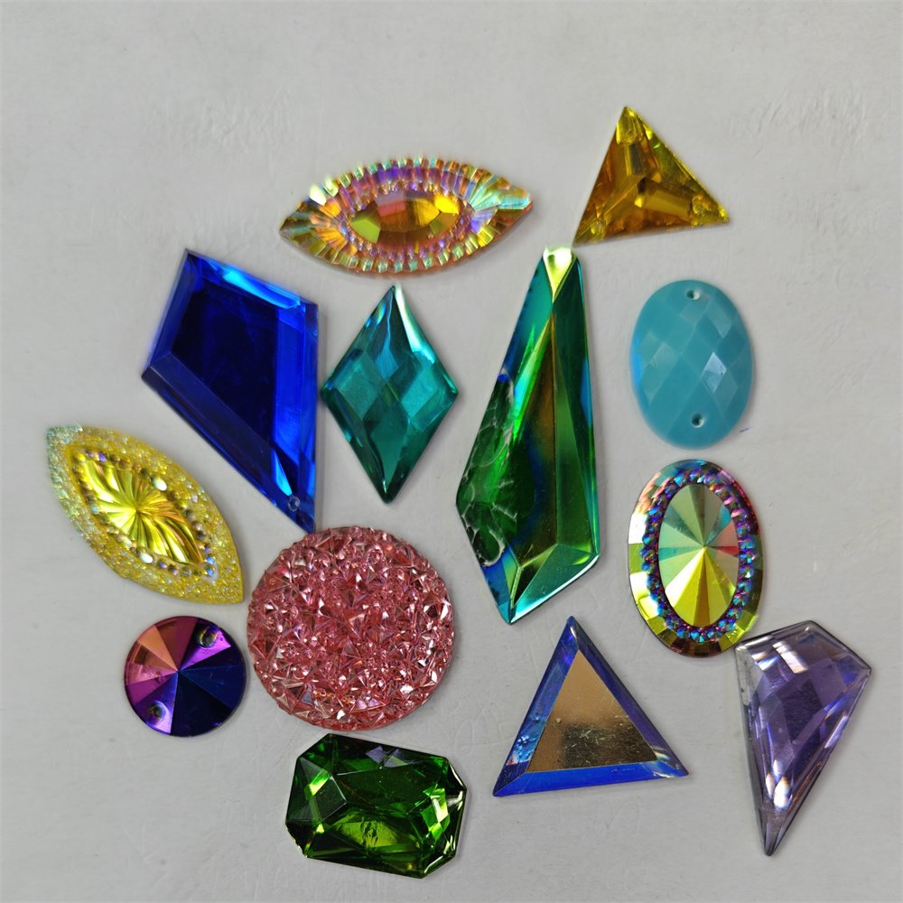 All-Shape Flatback Acrylic Rhinestones GEMS Sew-On Loose Rhinestones for Shoes Garments Bags Nail Art Clothes-Wholesale