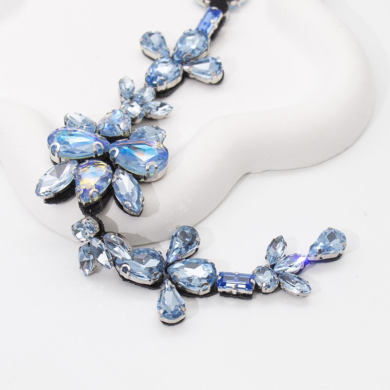 High quality fancy rhinestone perm crystal chain dress wedding dress back hand stitched rhinestone