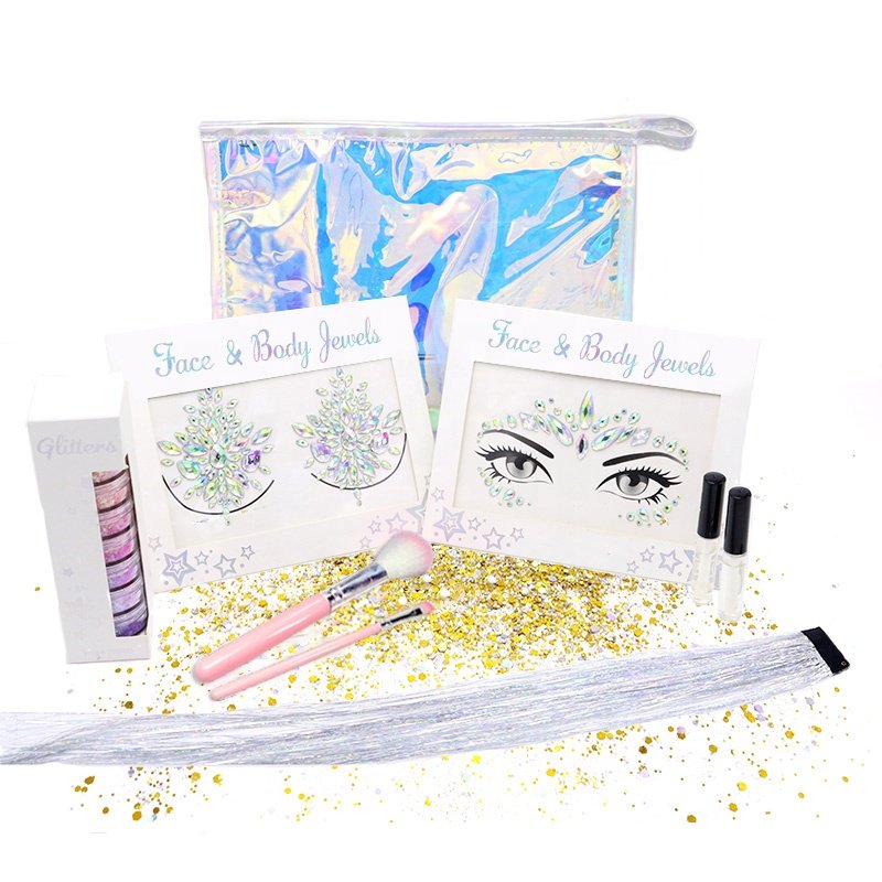 Shinein Temporary Tattoo Face Gem Sticker Self Adhesive Crystal Rhinestone Face Jewel Sticker