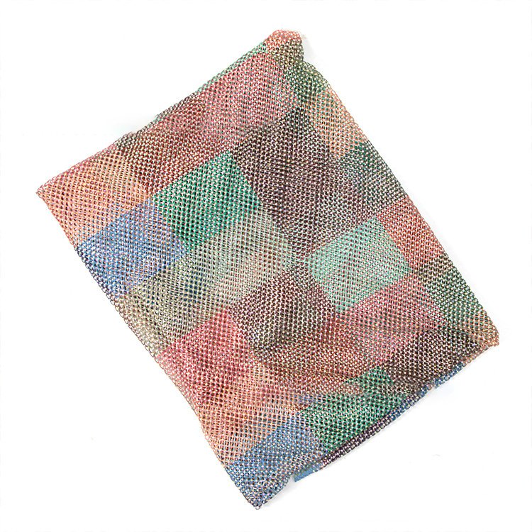 Ss10 Rainbow Shining Rhinestone Crystal Mesh Fabric Net Accessories Hotfix Stretch Rhinestones Fabric For Dress Bags