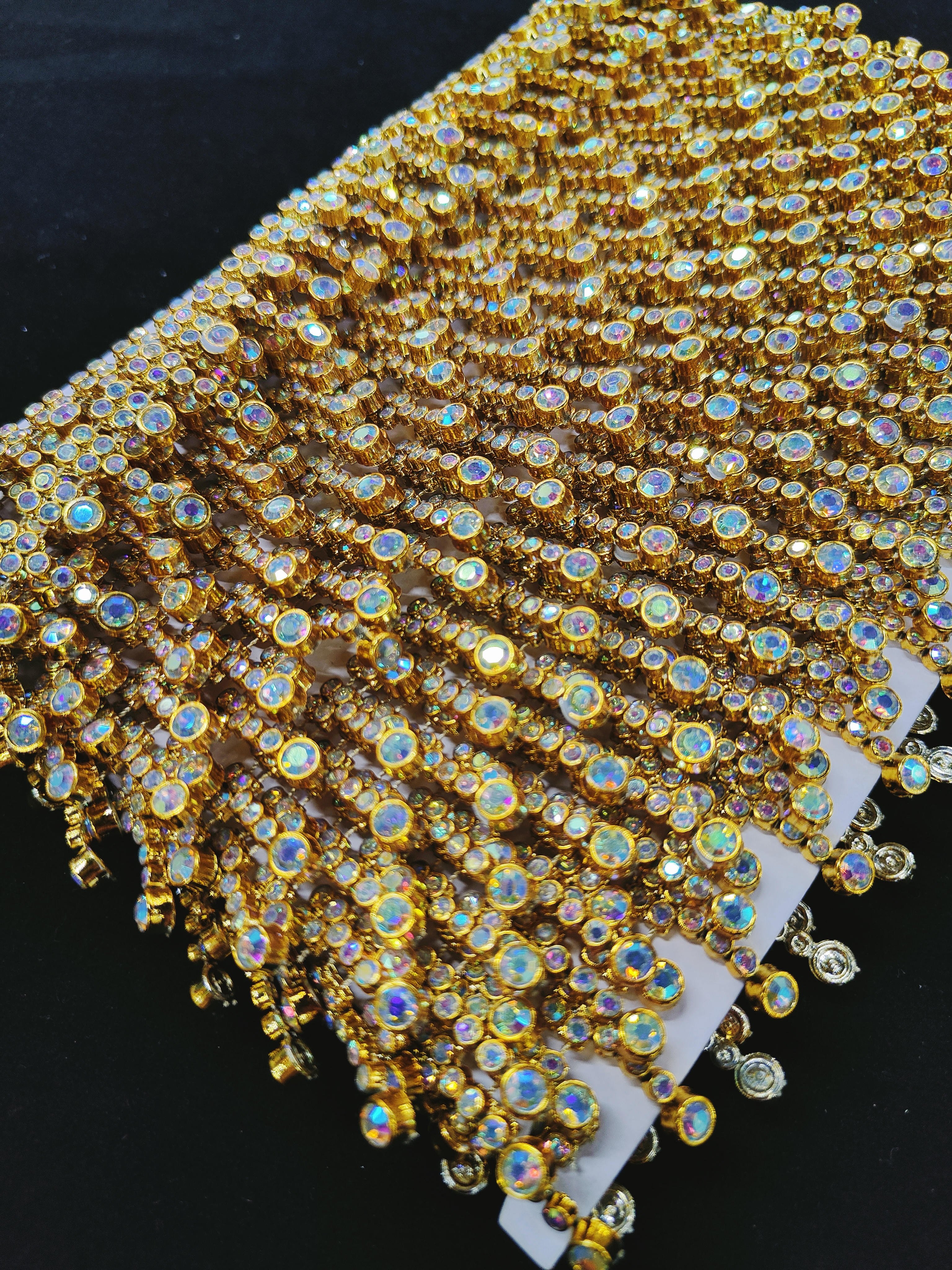 A Row Sewing Trim Strass Ribbon Rhinestone Chain Flower Shape Rhinestone Strand Brassiness Chain Link for Garment