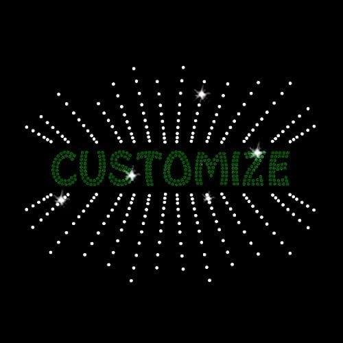 Clear Starburst Iron On Rhinestone Transfer with Custom Name or Word Crystal Transfer Rhinestone Motif For Garment