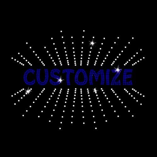 Clear Starburst Iron On Rhinestone Transfer with Custom Name or Word Crystal Transfer Rhinestone Motif For Garment