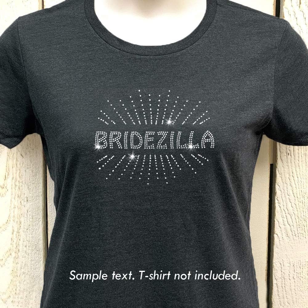 Clear Starburst Iron On Rhinestone Transfer with Custom Name or Word Crystal Transfer Rhinestone Motif For Garment