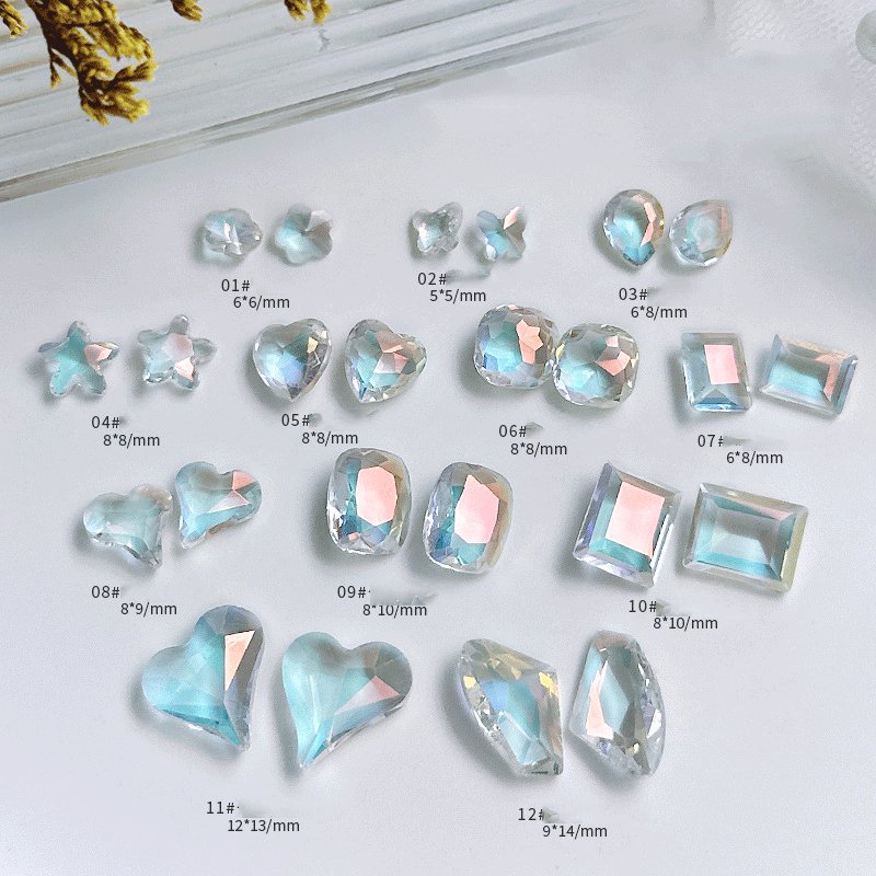 Transparent Aurora color Heart clear nail crystal rhinestone Mixed Shape Rhinestone for Nail Art Decoration
