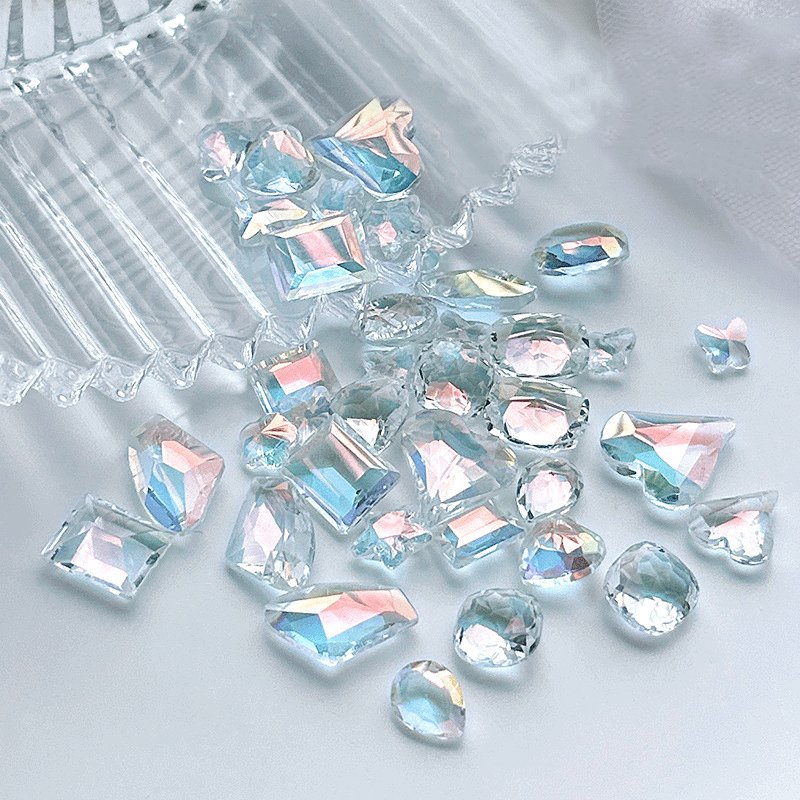 Transparent Aurora color Heart clear nail crystal rhinestone Mixed Shape Rhinestone for Nail Art Decoration