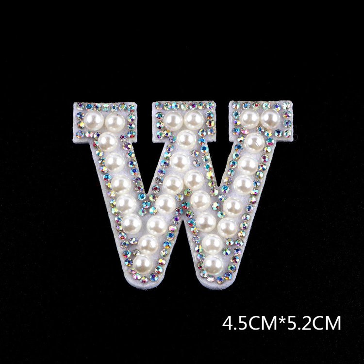 High quality rhinestone pearl letters patch English letter patches cloth sticker garment accessories