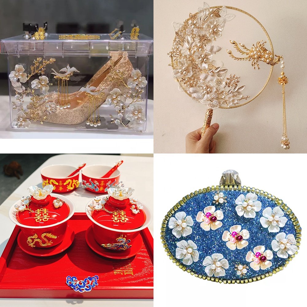Red Color Rhinestone Alloy Flower Pine Tree Brooch Flat Back Crystal Pearl Leaf Button For Wedding Christmas Clothes Decoration