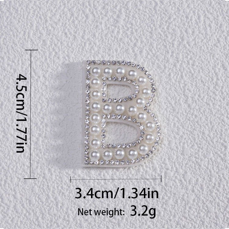 English Letters Pearl Rhinestone Patches for Clothes A-Z Alphabet Rhinestones Applique Sew On/Glue On Patches DIY Name