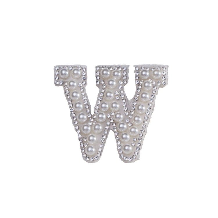 English Letters Pearl Rhinestone Patches for Clothes A-Z Alphabet Rhinestones Applique Sew On/Glue On Patches DIY Name