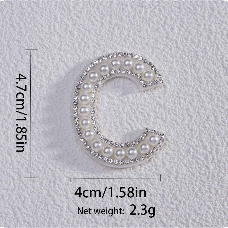 English Letters Pearl Rhinestone Patches for Clothes A-Z Alphabet Rhinestones Applique Sew On/Glue On Patches DIY Name