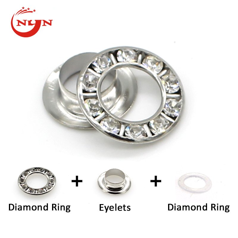 Hot Sale Brass Diamond Decorate Eyelets Clear Rhinestone Grommets With Washers