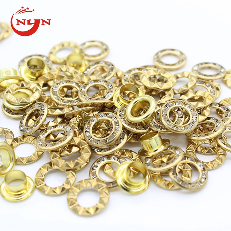 Hot Sale Brass Diamond Decorate Eyelets Clear Rhinestone Grommets With Washers