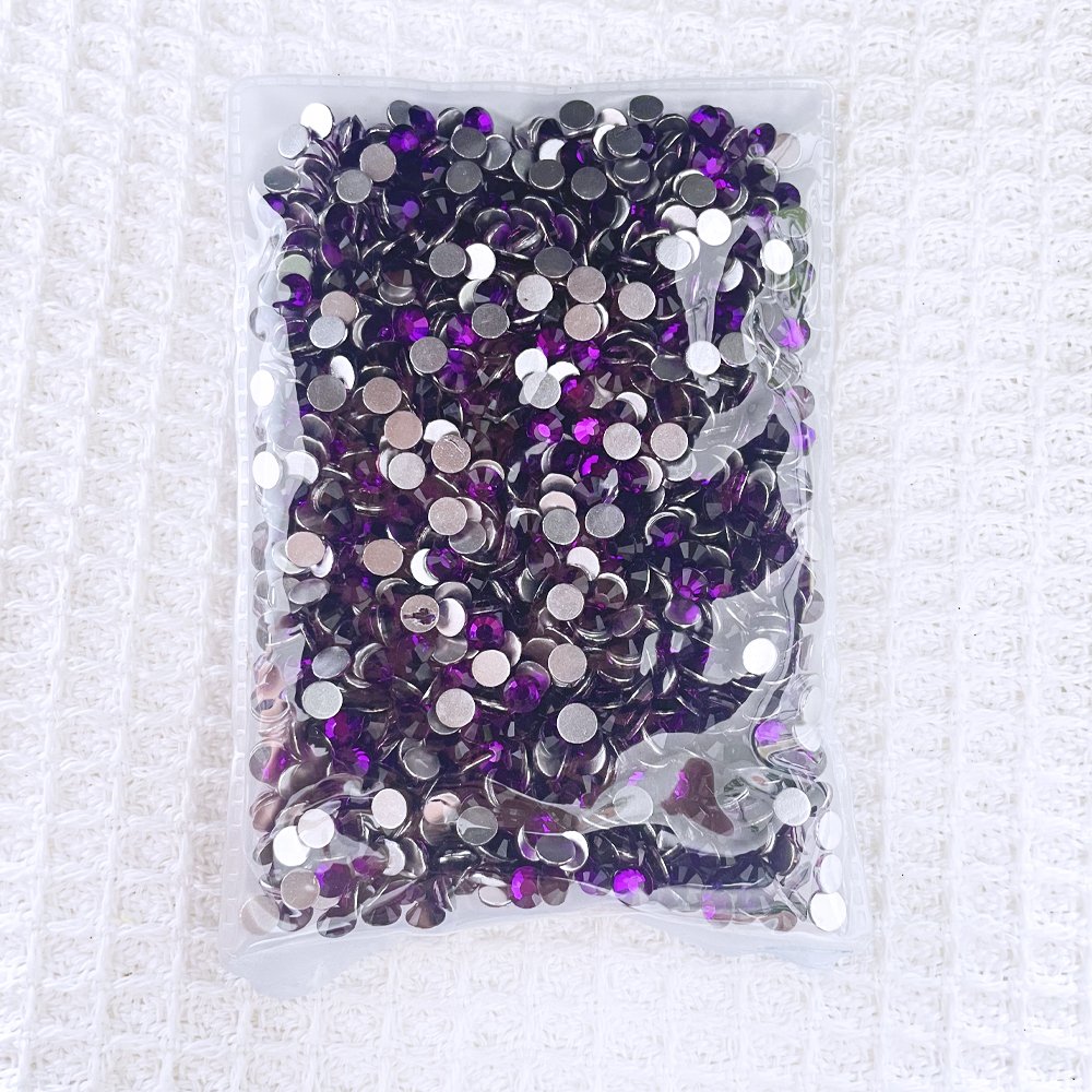 Yantuo SS20 SS30 purple violet Non-Hot Fix round glass Crystal Rhinestones Flatback rhinestones cristal Stone, for Nail Art
