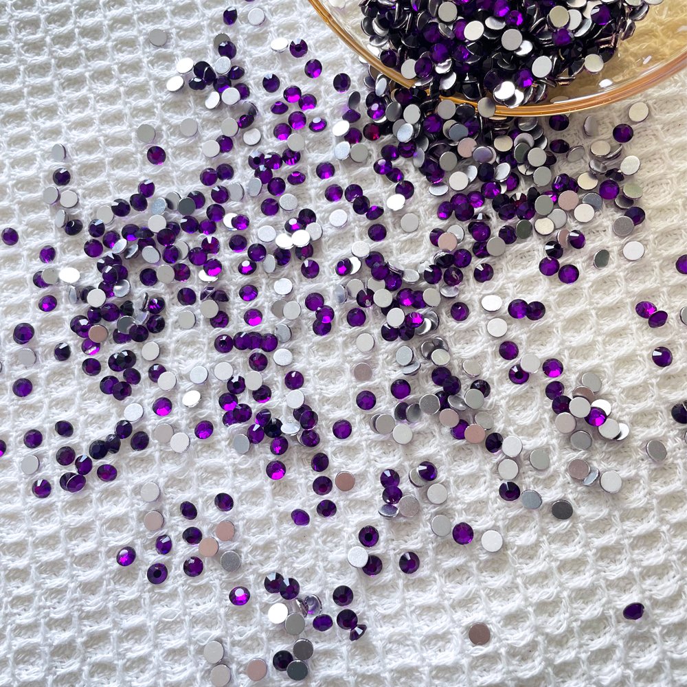 Yantuo SS20 SS30 purple violet Non-Hot Fix round glass Crystal Rhinestones Flatback rhinestones cristal Stone, for Nail Art