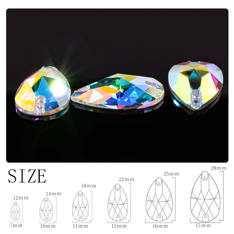 Factory Drop Shape Crystal Flatback Sew On Rhinestone For Garment Shoes Bag Decoration