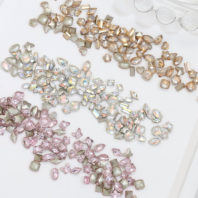 50pcs/Bag Mixed Shape Rhinestones Nail Charms Multi Color Crystal Glass Diamond Nail Art Decoration