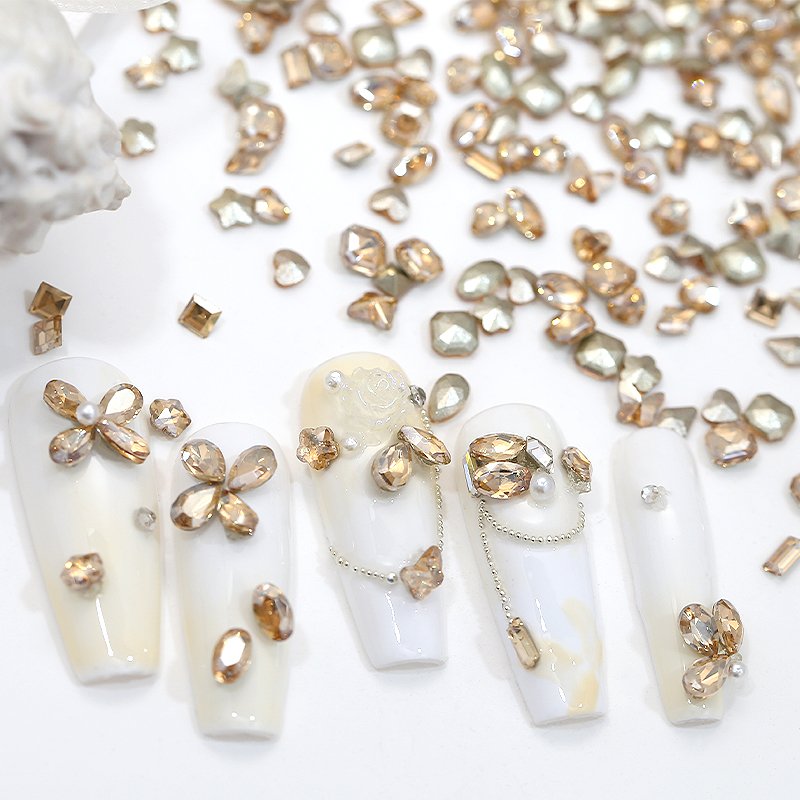 50pcs/Bag Mixed Shape Rhinestones Nail Charms Multi Color Crystal Glass Diamond Nail Art Decoration
