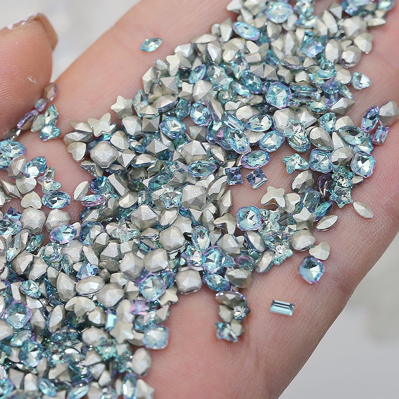 50pcs/Bag Mixed Shape Rhinestones Nail Charms Multi Color Crystal Glass Diamond Nail Art Decoration