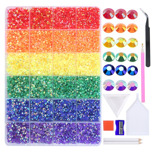 Qiao 3mm 4mm 5mm Jelly AB Resin Non Hot Fix Rhinestones Flatback Crystals Strass Glitters Stone for DIY Decoration 18800Pcs/box