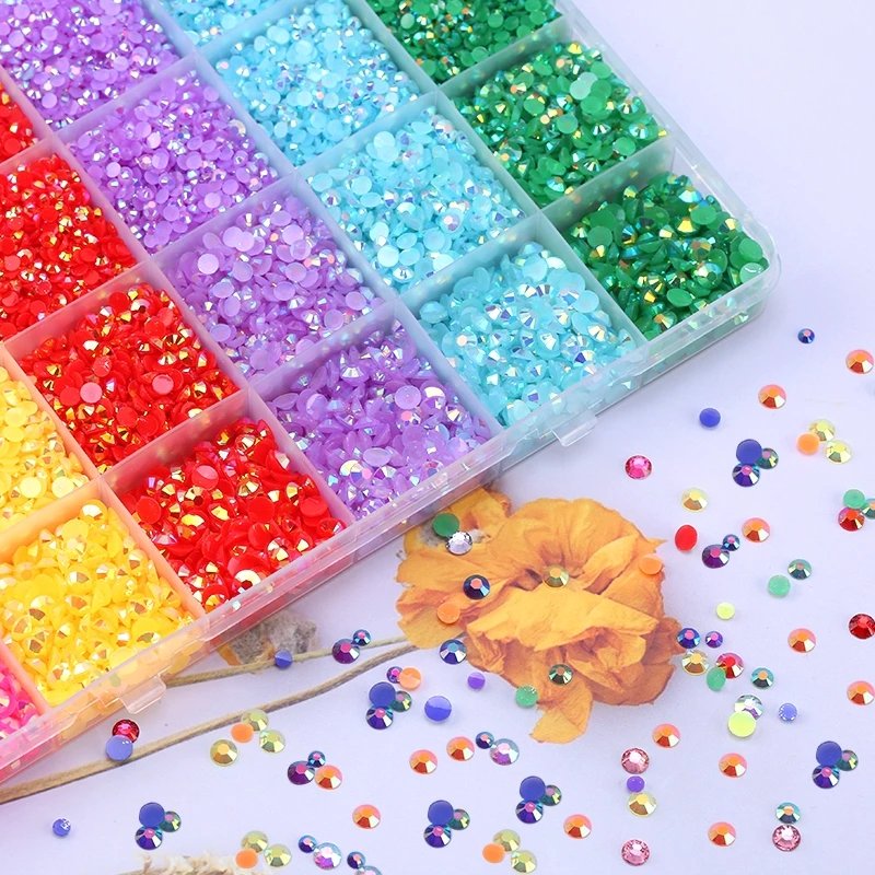 Qiao 3mm 4mm 5mm Jelly AB Resin Non Hot Fix Rhinestones Flatback Crystals Strass Glitters Stone for DIY Decoration 18800Pcs/box