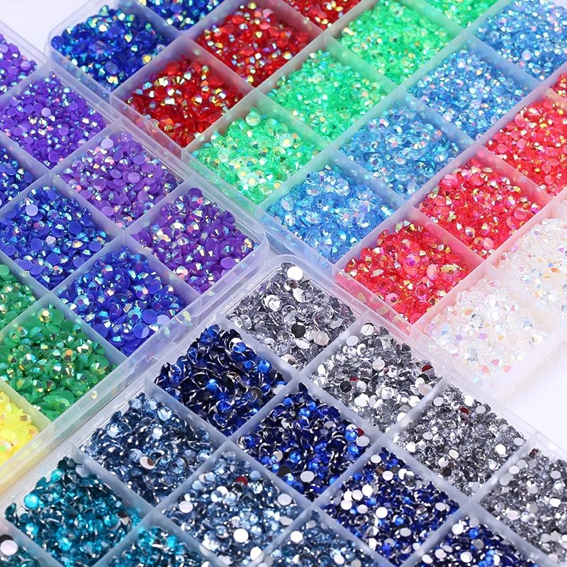 Qiao 3mm 4mm 5mm Jelly AB Resin Non Hot Fix Rhinestones Flatback Crystals Strass Glitters Stone for DIY Decoration 18800Pcs/box