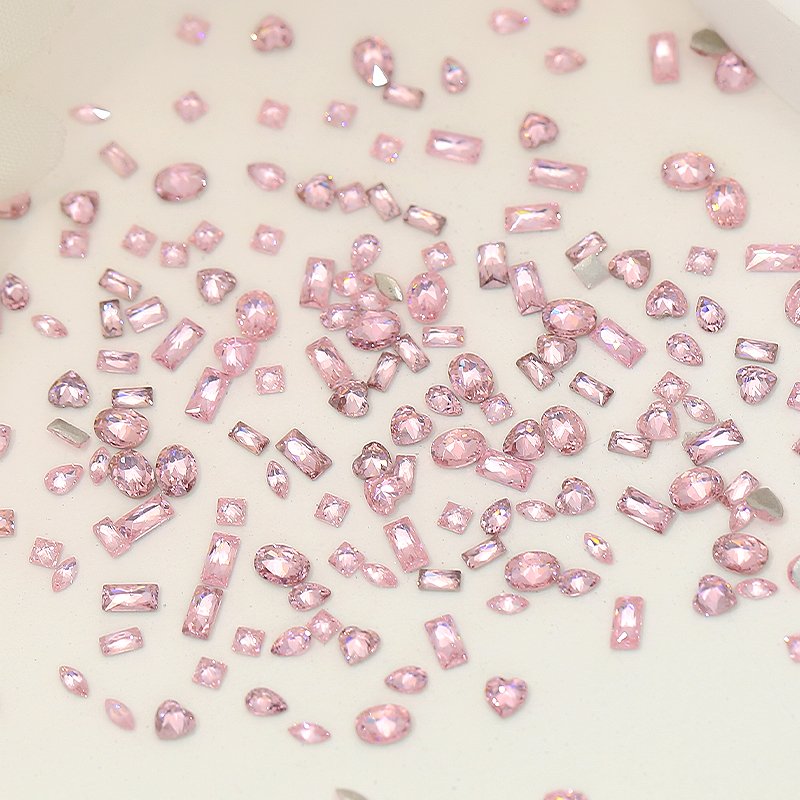 Luxury Pink Nail Rhinestone Mini Zircon Design Diy Glitter Shimmer Crystal Diamond Nail Art Charms