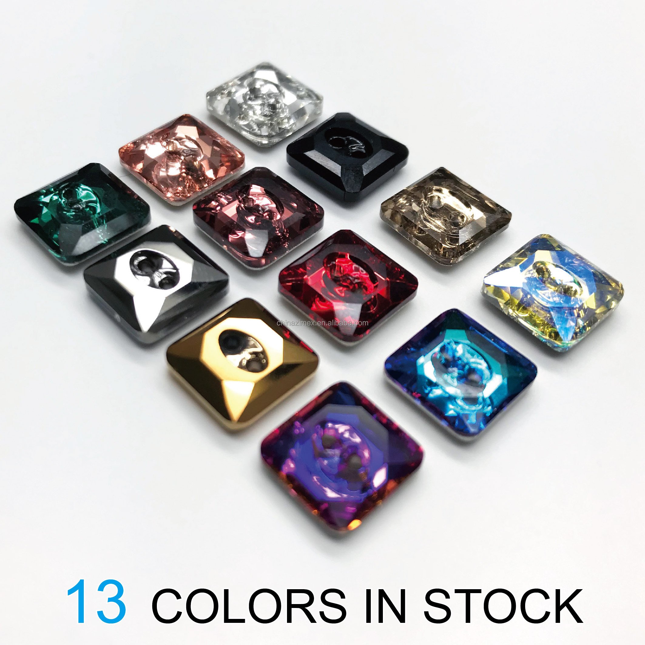 10mm two holes rhinestone crystal square buttons for shirt for sweater