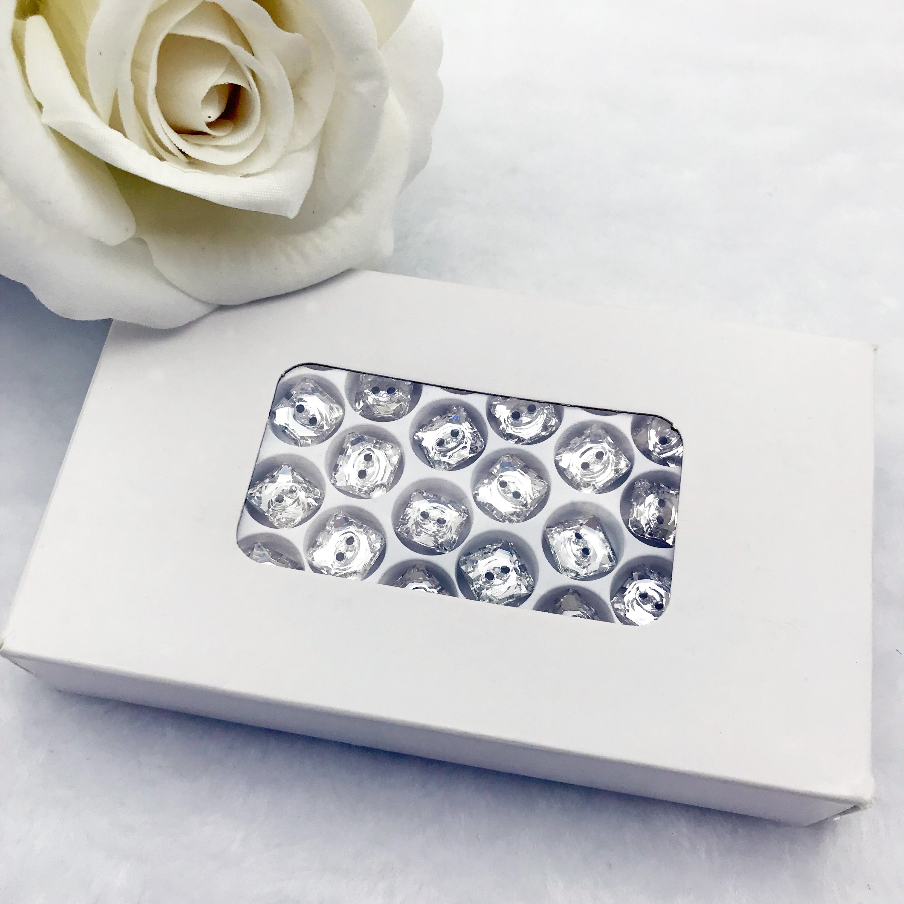 10mm two holes rhinestone crystal square buttons for shirt for sweater