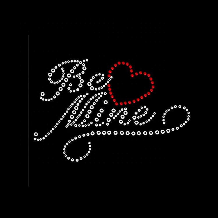 Wholesale Customized Hot Fix Crystal Templates Red Heart Rhinestone Template Iron On Transfer Motif For Shirt