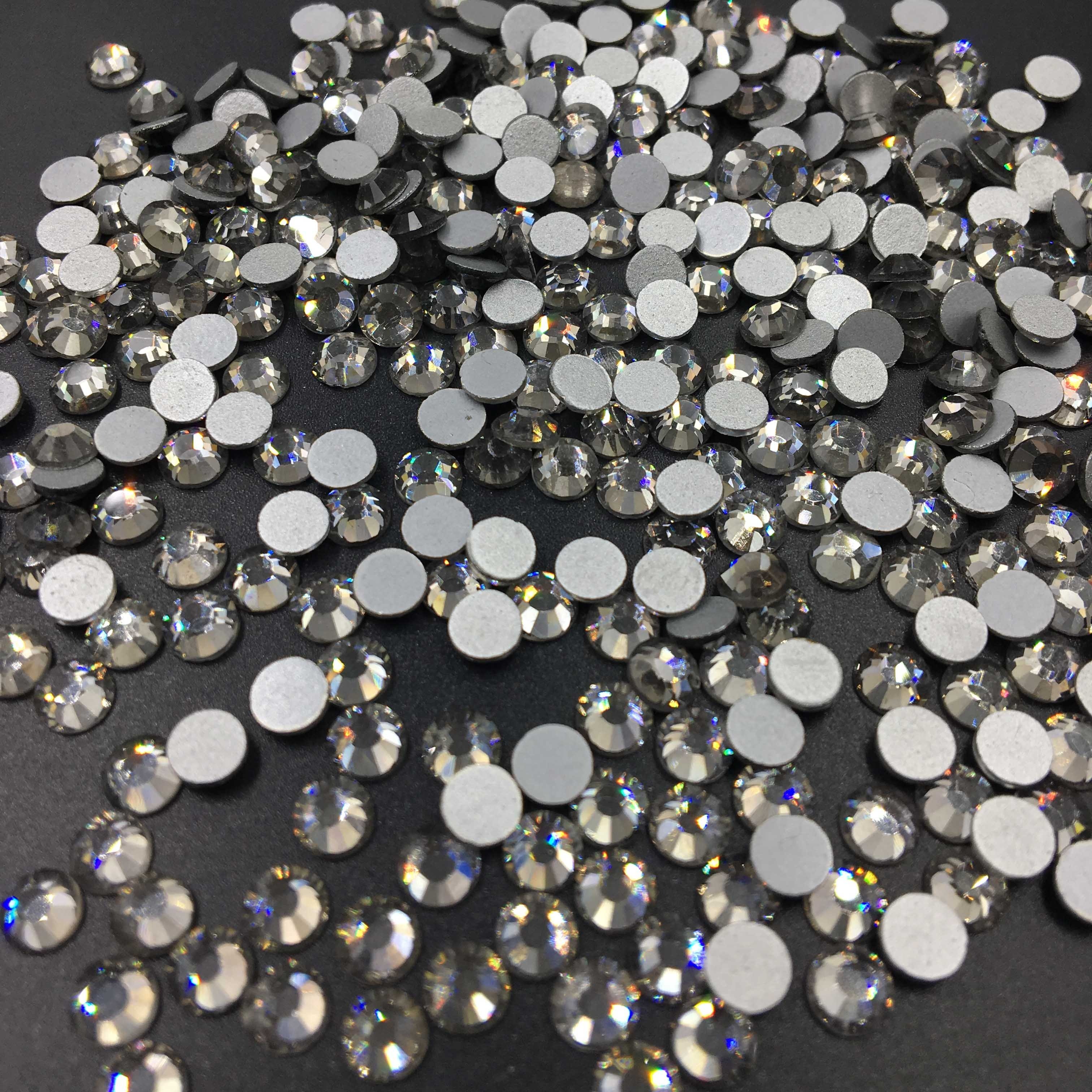 CY Black Diamond Wholesale Flat Back Nail Art Glass Stone Black Crystal Nail light Gray Diamond Rhinestones