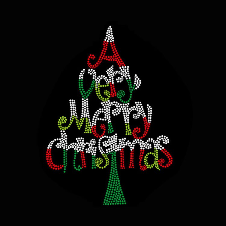 beautiful Holiday Rhinestone Designs Merry Christmas Rhinestone Transfer Wholesale for shirts and hoodies