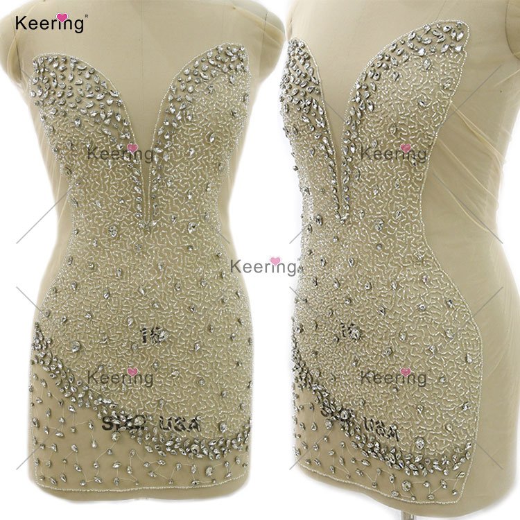 WDP-437 Manufacturer Custom Rhinestone Patch Applique Dress For Girls Wedding