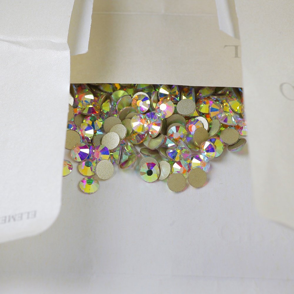 Yantuo Back SS10 SS20 Nail Strass Golden Crystal Glass for Tumblers Non Hotfix Rhinestone,flatback Eco-friendly AB 2 Bags