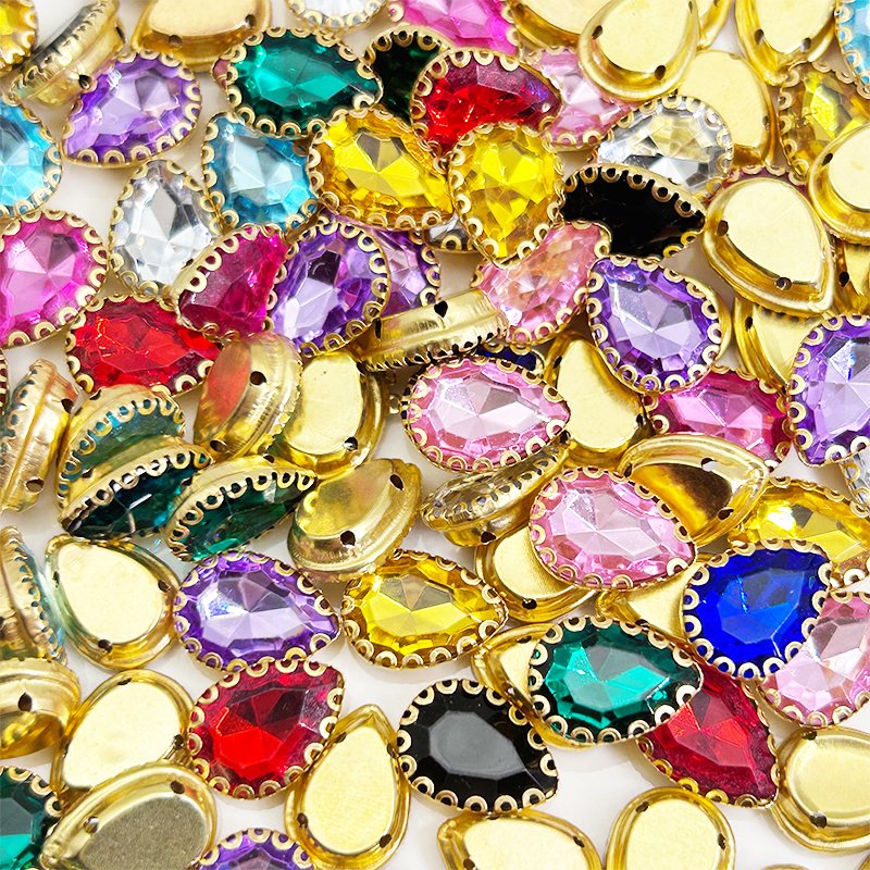 Glass Loose Rhinestone Rectangle Shape Diamond with Gold Claw Sew on Crystal Diy Clothing Bride Shoes Hair Accessories