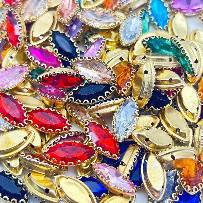 Glass Loose Rhinestone Rectangle Shape Diamond with Gold Claw Sew on Crystal Diy Clothing Bride Shoes Hair Accessories