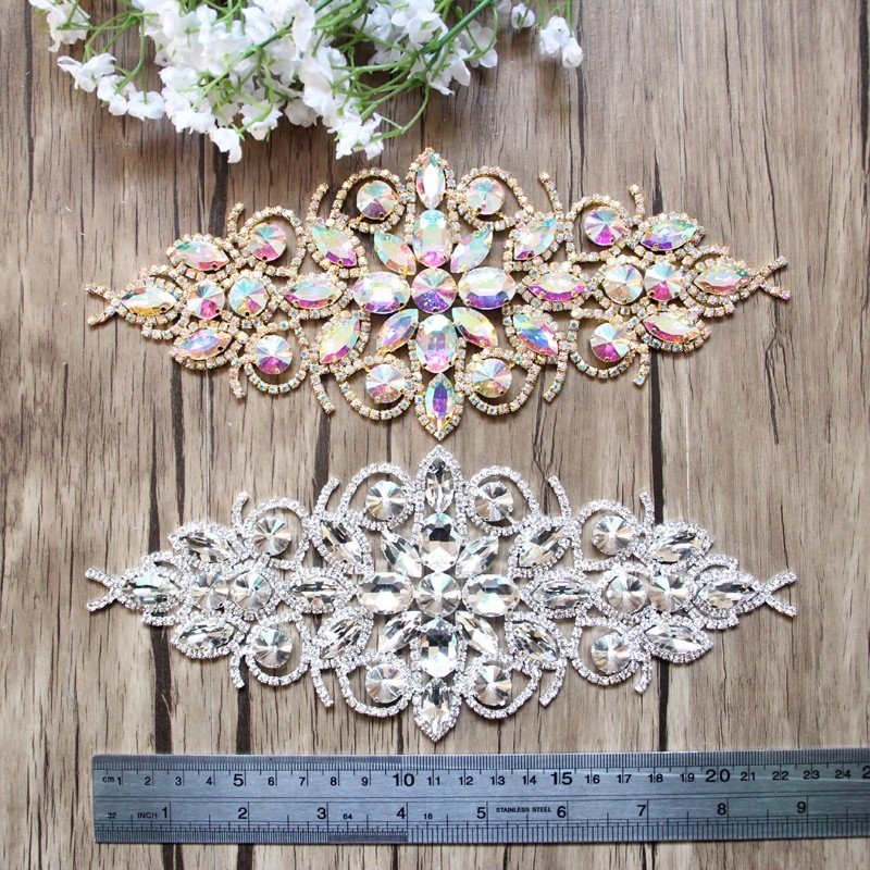 Hot Sale Favor AB Rhinestone Wedding Dress Crystal Belt Trim Appliques