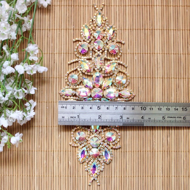 Hot Sale Favor AB Rhinestone Wedding Dress Crystal Belt Trim Appliques