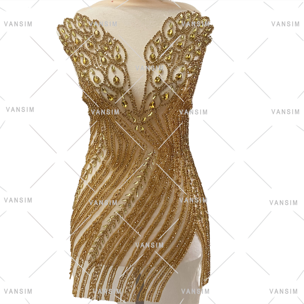 winter short designs New Wedding Silver Bridal Sparkle hanging Ice drop pendant Panel Crystal Rhinestone Bodice Dress applique
