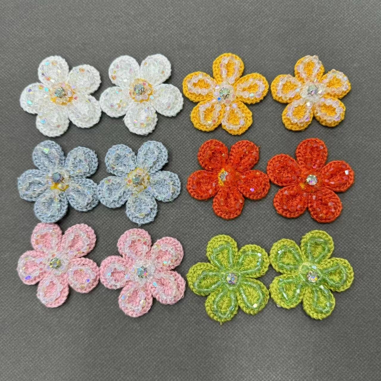 ZSY 5 cm Handmade Sew On Crystal Rhinestones Beaded 3D Flower Patches For Garment Wedding Dress