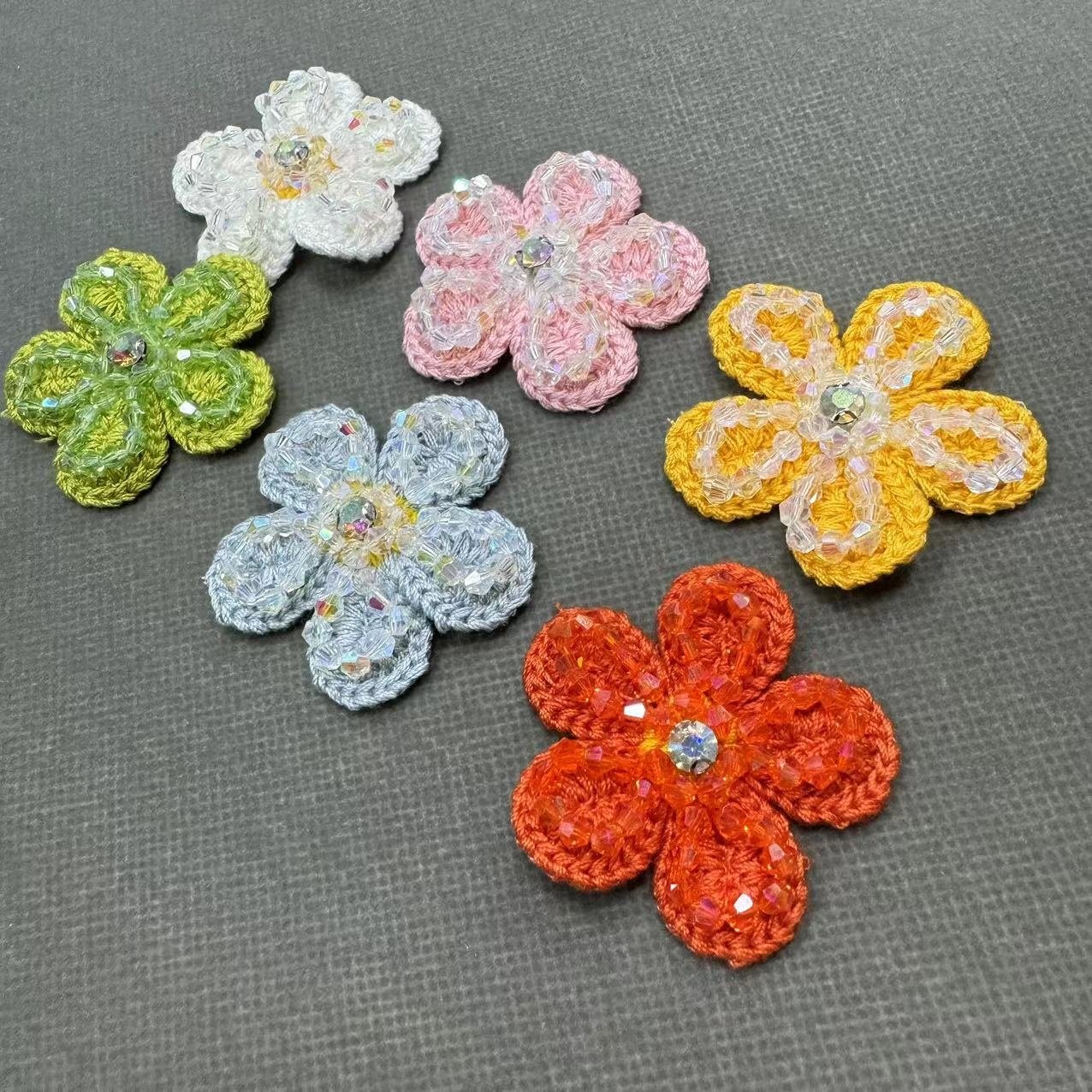 ZSY 5 cm Handmade Sew On Crystal Rhinestones Beaded 3D Flower Patches For Garment Wedding Dress
