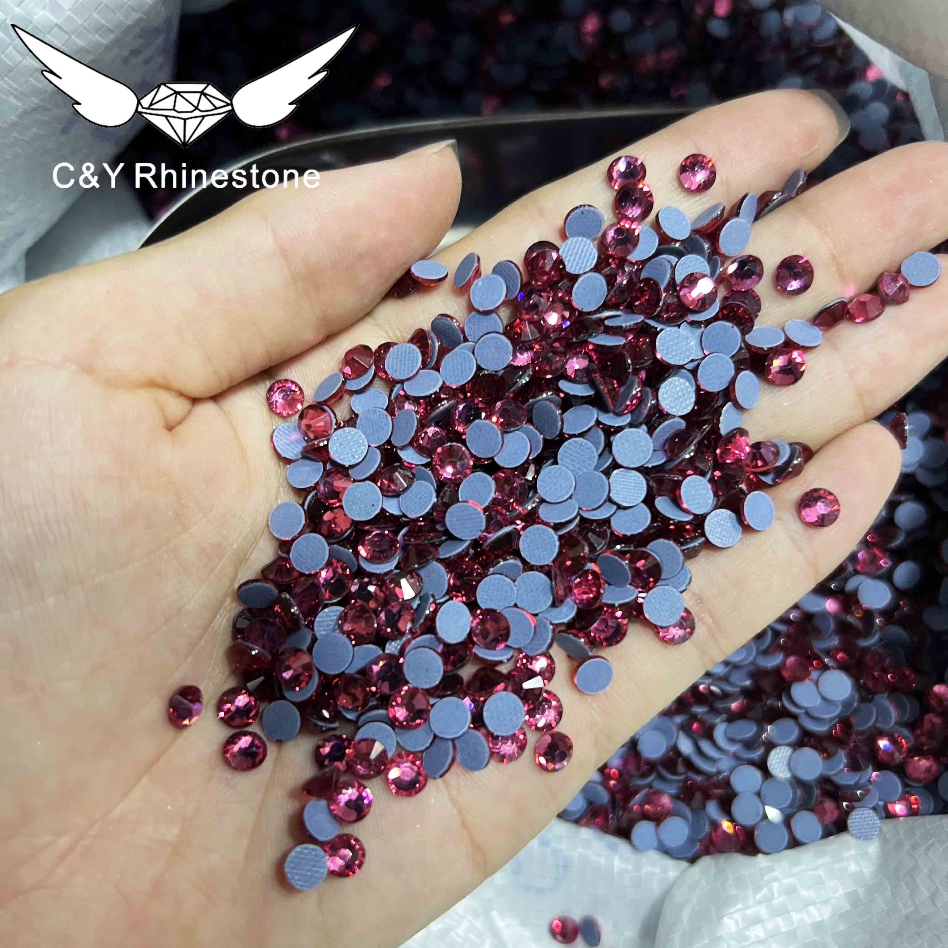 C&Y Rose Loose Round SS6 SS10 SS16 SS20 Flat Back Glass Stone Hotfix Bling Crystal Rhinestone Transfers