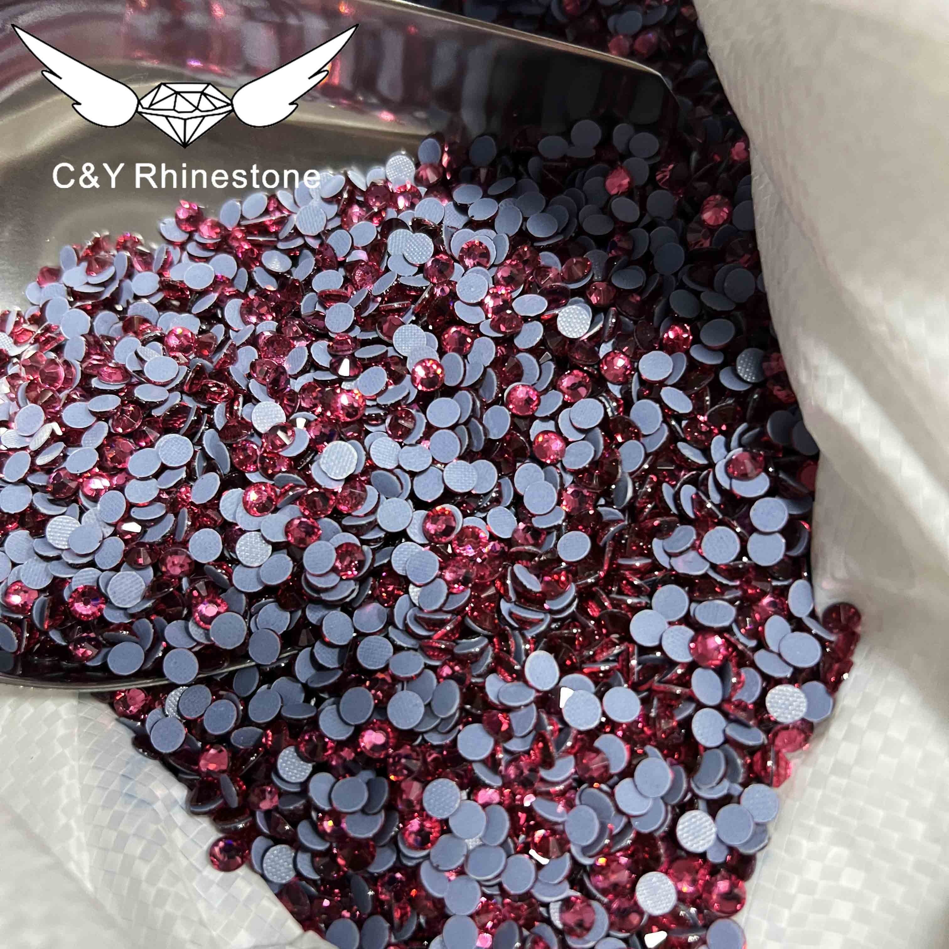C&Y Rose Loose Round SS6 SS10 SS16 SS20 Flat Back Glass Stone Hotfix Bling Crystal Rhinestone Transfers