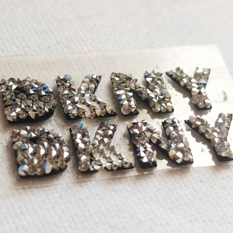 High-quality heat transfer labels shiny black letters crystal diamonds Hotfix Rhinestone accessories for clothing