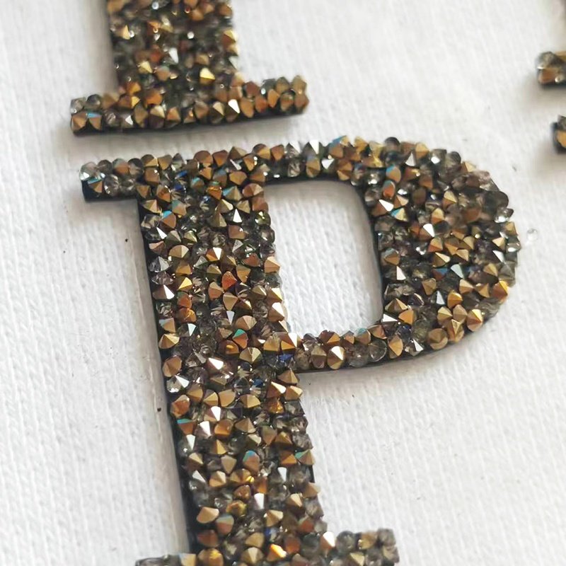 High-quality heat transfer labels shiny black letters crystal diamonds Hotfix Rhinestone accessories for clothing