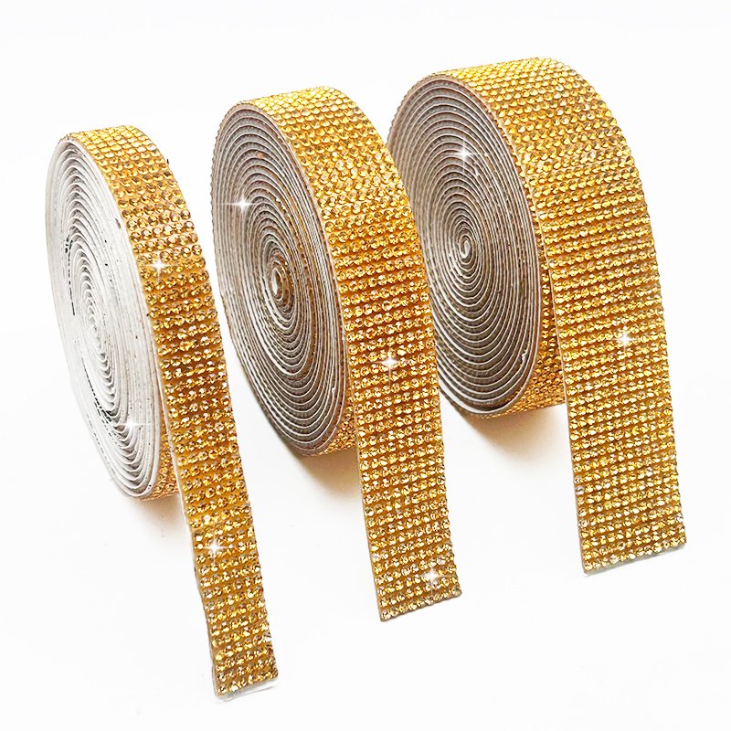 DIY Decorative Self-Adhesive Stickers Clear Rhinestone Hot Sale Gold Hot Melt Adhesive Rhinestone Stickers