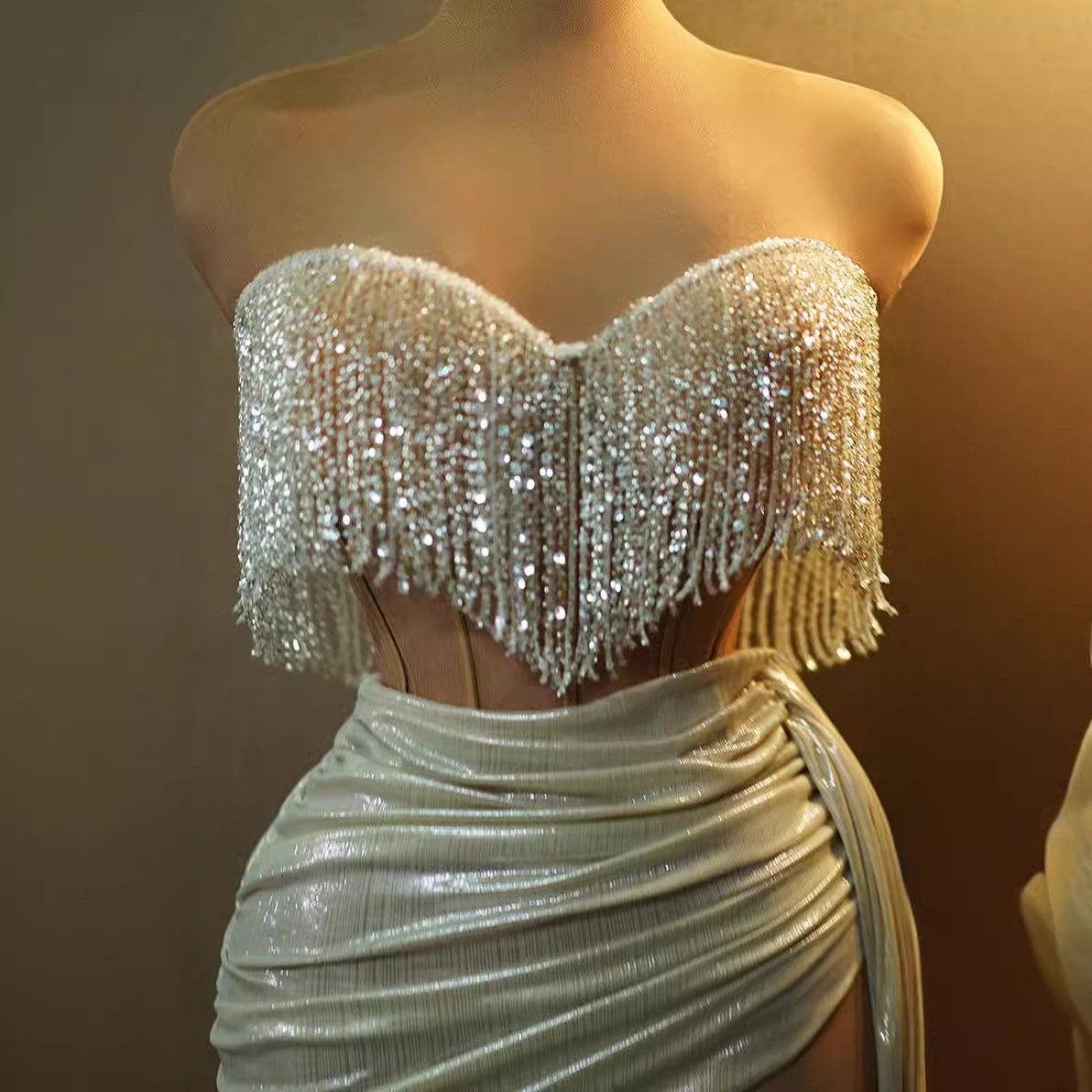 New Fashion Sexy performance costume tube top dress with rhinestone photo modeling nightclub bar stage party Dress