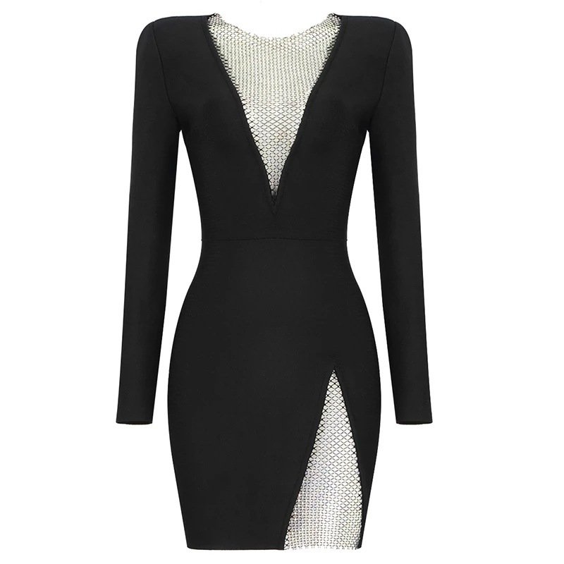 Short Mini Prom Rhinestone Dresses 2021 Elegant A-line Satin Long Sleeves Graduation Christmas Party Cocktail Dresses 1716
