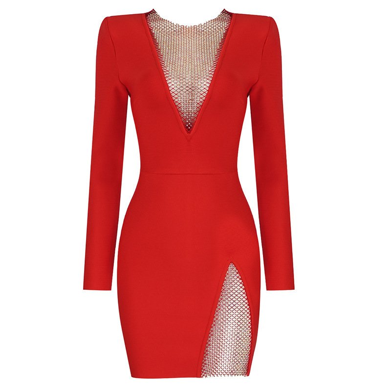 Short Mini Prom Rhinestone Dresses 2021 Elegant A-line Satin Long Sleeves Graduation Christmas Party Cocktail Dresses 1716