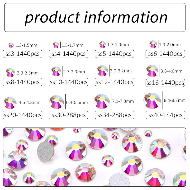 Ss4-ss30 Colorful Non Hotfix Flatback Rhinestones Luxury Rhinestone Flatback For Garment Nail Art Decorations